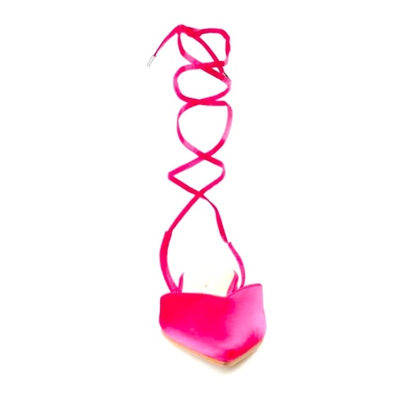 Nwot Journee Collection Theia Fuchsia pink Satin Sandals cushioned flat size 11 - Picture 6 of 15